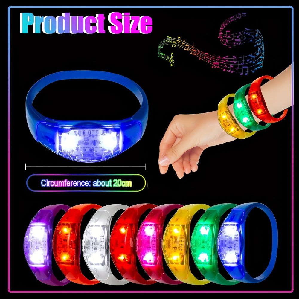 Sound Activated Light Up Bracelets Bulk 20/50 Pcs Glow Wristbands Voice Controlled Flashing LED Bracelet for a Home Lash Beauty Routine