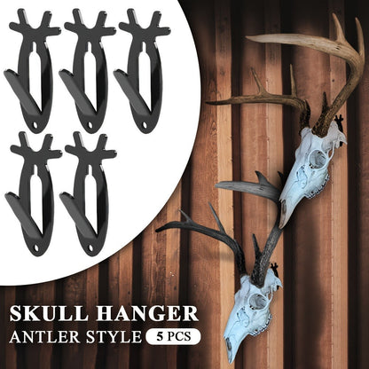 Deer Head Wall Hooks Set of 5 | Rustic Antler Wall Mount Coat Hook | Heavy Duty Steel | Entryway Bedroom Bathroom Balcony Home Decor