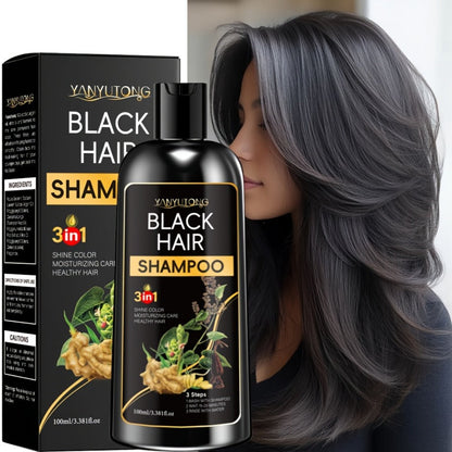 Hair Dye Shampoo Natural Plant Pigments, Fast Gray Hair Coverage in 1 Wash, 3.38oz Travel Size, Black Brown Chestnut Brown