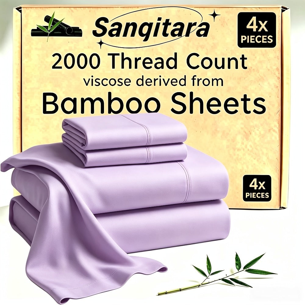 Cooling Fitted Sheet Bamboo Blend Ultra-Soft Deep Pocket Bed Sheet for Hot Sleepers Twin Full Queen King Size Machine Washable Breathable