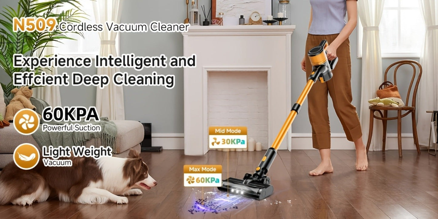 Cordless Stick Vacuum Cleaner 60Kpa 55-Min Runtime - Anti-Tangle Handheld Vacuum for Hardwood for Entryways, Bedrooms and Living Spaces