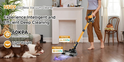 Cordless Stick Vacuum Cleaner 60Kpa 55-Min Runtime - Anti-Tangle Handheld Vacuum for Hardwood for Entryways, Bedrooms and Living Spaces