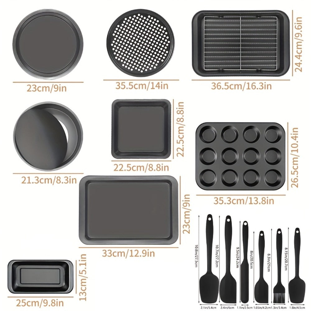 Nonstick Bakeware Set with Cooling Rack Cookie Sheet Cake Pans Loaf Muffin Pizza Pan Baking Pans Set for Kitchen 6 14 15 Piece