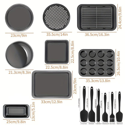 Nonstick Bakeware Set with Cooling Rack Cookie Sheet Cake Pans Loaf Muffin Pizza Pan Baking Pans Set for Kitchen 6 14 15 Piece