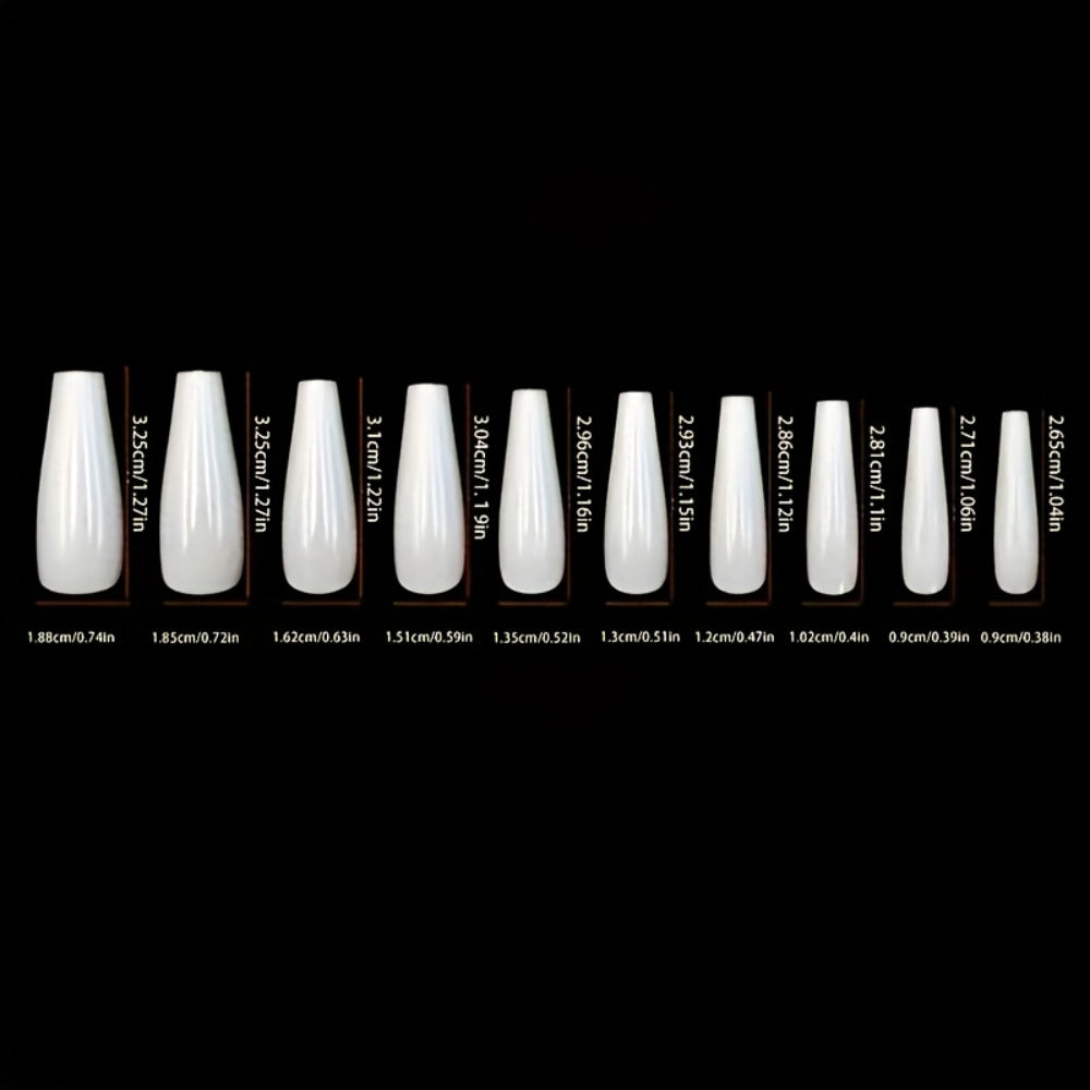 Press On Nails 216-Piece Medium Ballet Coffin Set with Floral, Butterfly, Gradient and Marble Designs