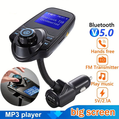 Flexible-Neck Car FM Transmitter with 1.44-Inch Display, Dual USB Ports, AUX Jack and Rotary Control