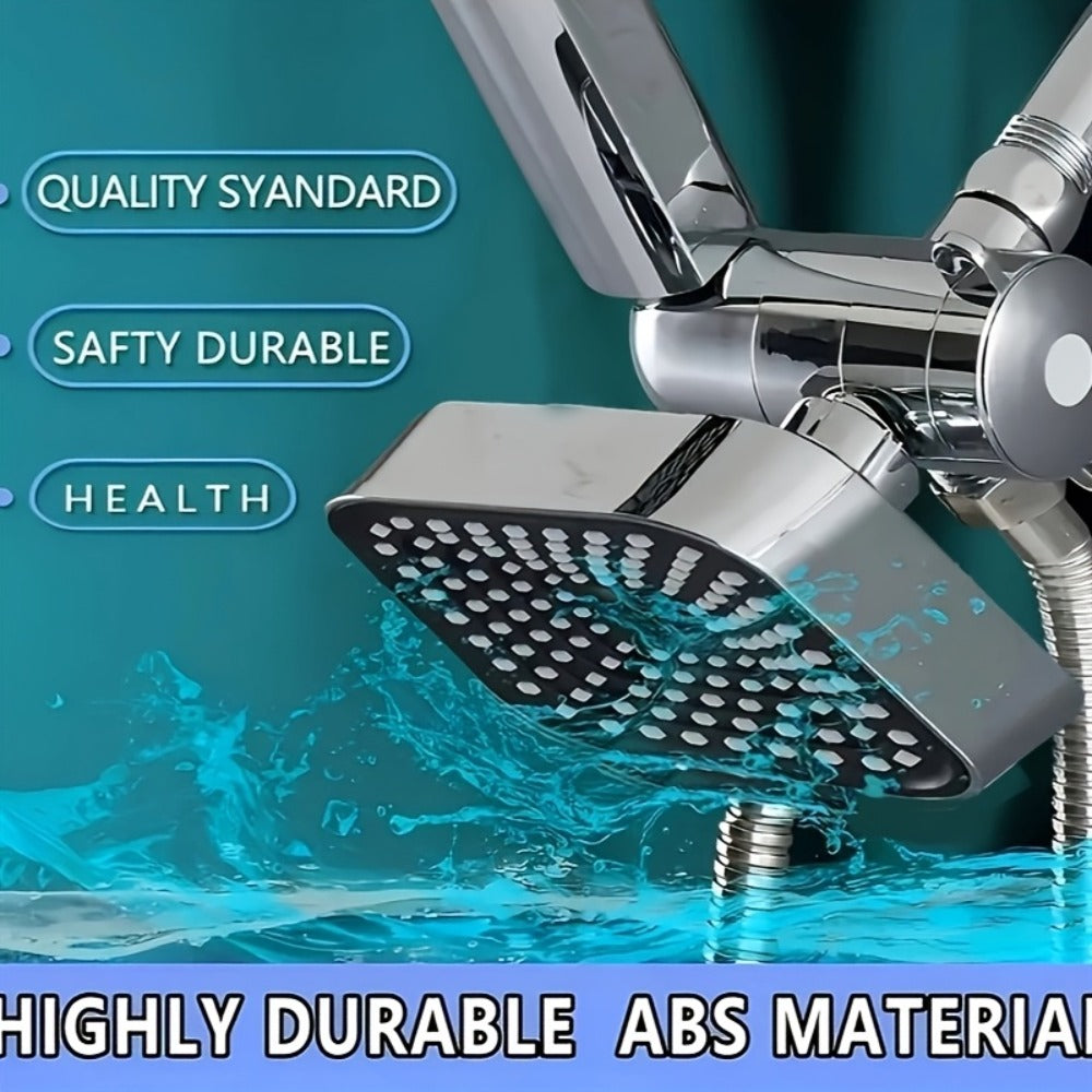 2-in-1 High Pressure Handheld Shower Head Set with Rain Showerhead, Long Hose T-Valve ABS Wall Mount Bathroom Upgrade