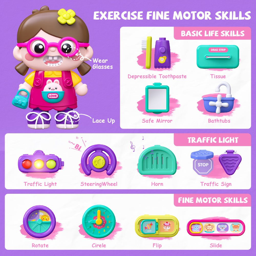 Musical Busy Board Bus Toy for Toddlers 18 Months, Pink Baby Activity Board with the Listed Color, Size or Set Options for Everyday Use