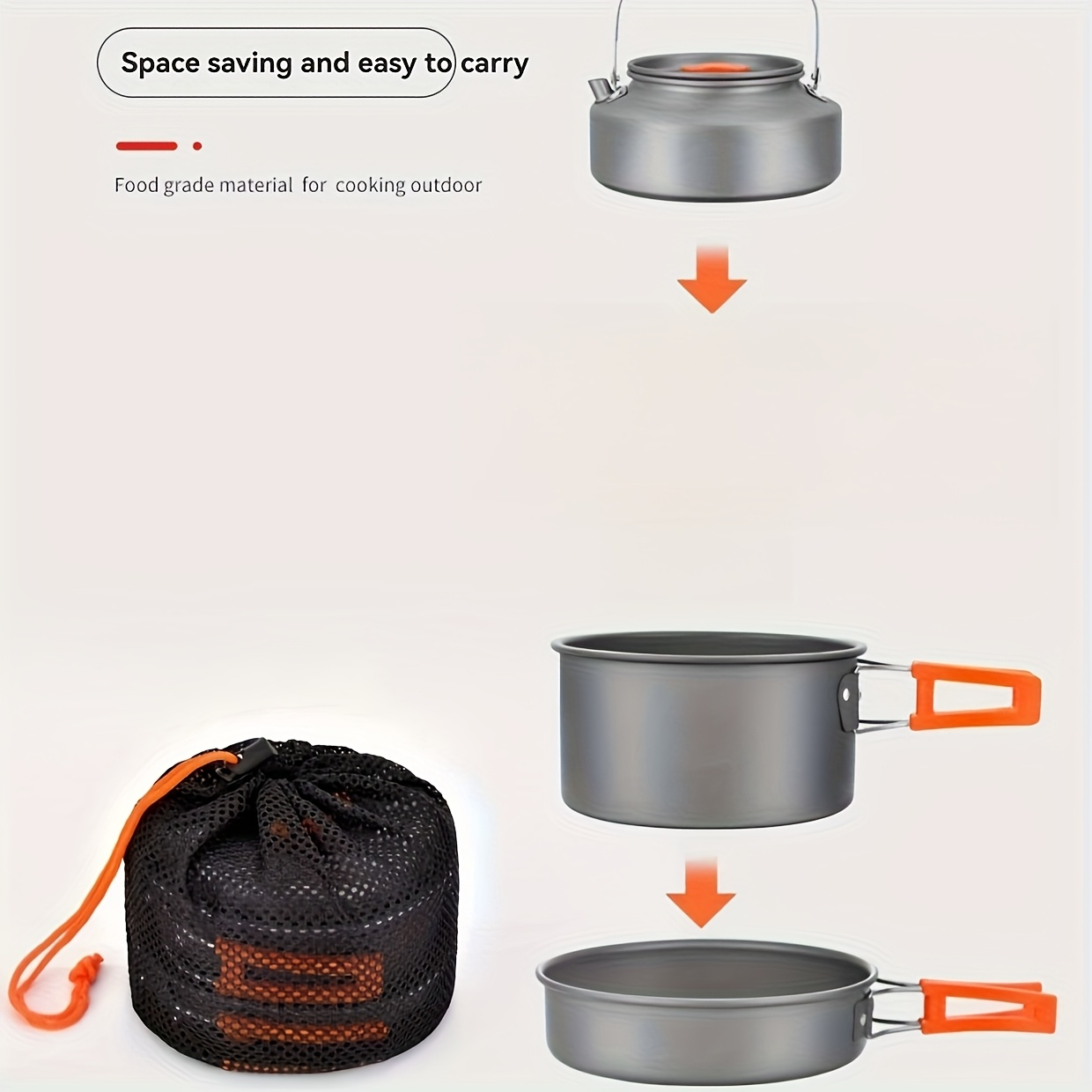 Outdoor Camping Cookware Set, Portable Aluminum Alloy Cooking Pot Pan Kettle Kit, for Camping, Travel and Outdoor Use