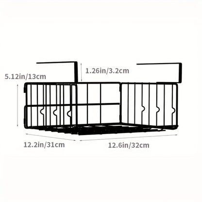 Wall Mount Foldable Storage Basket – Metal Organizer, Collapsible Space Saving for Kitchen Cabinet