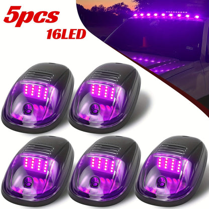 5pcs LED Cab Roof Marker Lights 16/24 LED 12V Super Bright UV-Resistant ABS Lens with Wiring Harness Kit for 2003-2018 Pickup Trucks 1500