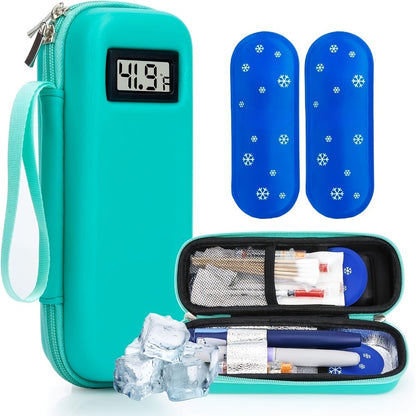 Insulin Travel Case with Temperature Monitor 2 TSA Approved Ice Packs Portable Diabetic Bag for Entryways, Bedrooms and Living Spaces