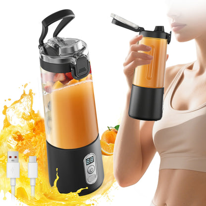 Portable Blender with Clear Cylindrical Cup, Digital Timer Display, Flip-Up Handle and Three Color Options