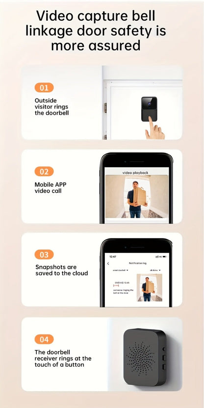 Video Doorbell 960p Wireless Camera with Voice Changer, Night Vision, Two-Way Audio and Single or Two-Pack Options