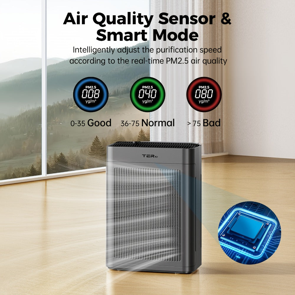 Air Purifier with H13 HEPA Filter, 2500 Sq Ft Coverage, PM2.5 Sensor, 22dB Mode and Two Colors
