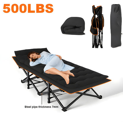 Padded Folding Camping Cot with Carry Bag in Black or Gray and Three Frame-Tube Checkout Options