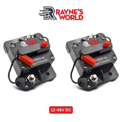 DC Circuit Breaker 40-300 Amp 12V-48V Waterproof Manual Reset – 2 Pack for Car Audio, Solar, Marine, ATV & RV Systems