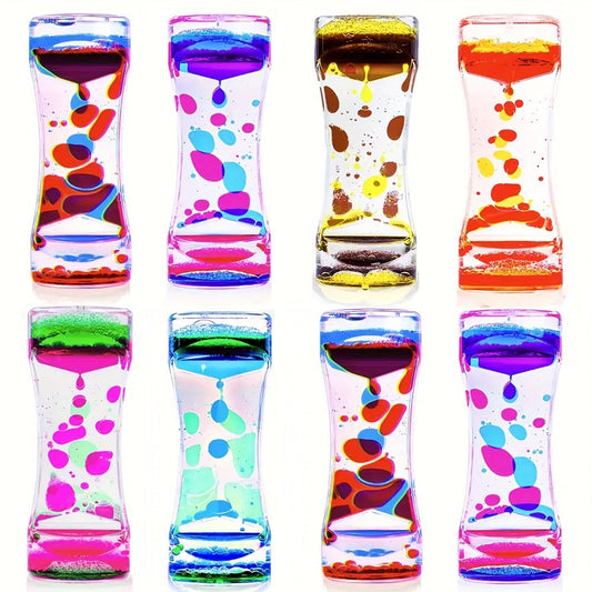 Liquid Motion Bubbler Hourglass Sensory Toy 6 or 12 Pack, Colorful Calming Timer Fidget Toy for Kids