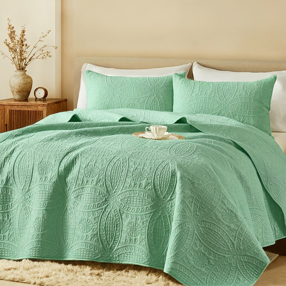 Quilt Coverlet Set 2-3 Piece Lightweight Microfiber Bedspread Coin Pattern Soft Skin-Friendly Anti-Allergy Machine Washable Twin Full Queen