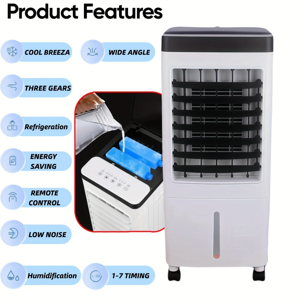 Portable Air Conditioner Evaporative Air Cooler with Remote, 40Hrs Cooling, 2.6 Gal Tank, 3 Speeds
