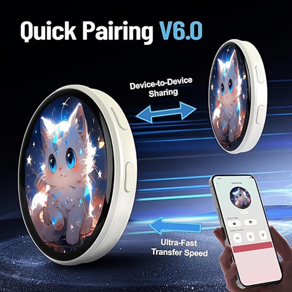 Electronic Anime Badge with Display Screen, Dynamic Touch, High Frame Rate, 600mAh Battery, Bluetooth 6.0 & USB Magnetic Charging