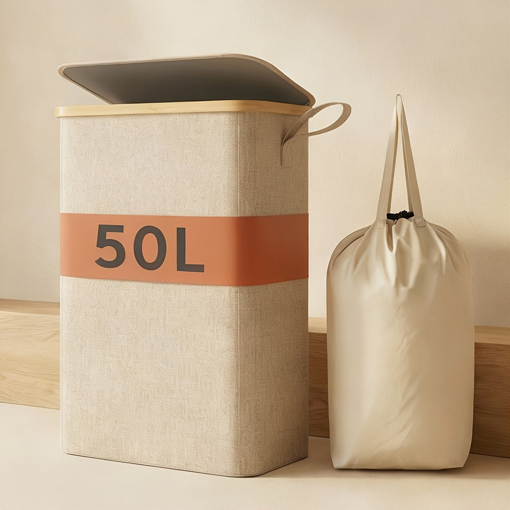 Slim Lidded Laundry Hamper with Removable Bag in Six Colors and 50L, 65L or 75L Options Pictured