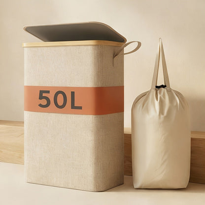 Slim Lidded Laundry Hamper with Removable Bag in Six Colors and 50L, 65L or 75L Options Pictured