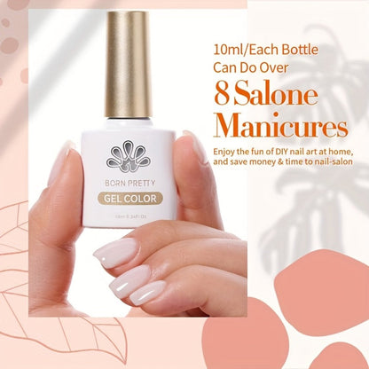 Gel Nail Polish in 10ml Translucent Jelly with 6 Milky, Snow-Glitter and Nude Shade Options