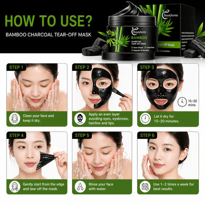 Bamboo Charcoal Clay Face Mask Deep Cleansing Pore Minimizing Oil Control Blackhead Remover for Bath Time, Home Spa and Personal Care