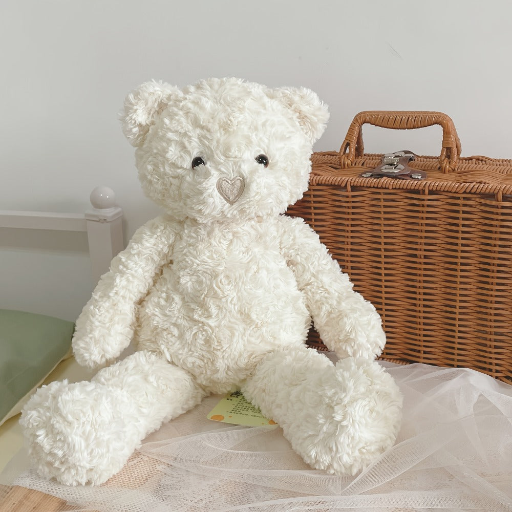 Stuffed Animal White Teddy Bear with Loving Heart Detail, Kawaii Theme and One product details Style