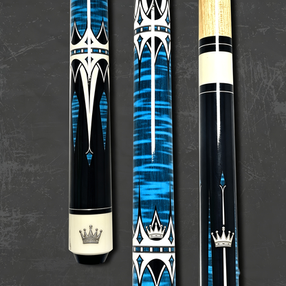 Two-Piece Carbon Fiber Pool Cue with Metal Joint, Wrap Section and Pink or Blue Graphic Designs