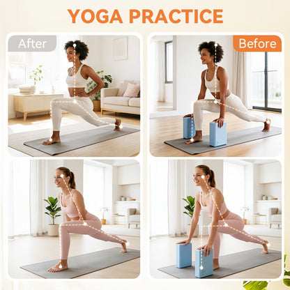 Foam Yoga Mat Set 2-Pack – EVA High-Density Non-Slip Mats for Pilates, Stretching, Meditation & Home Fitness Workouts