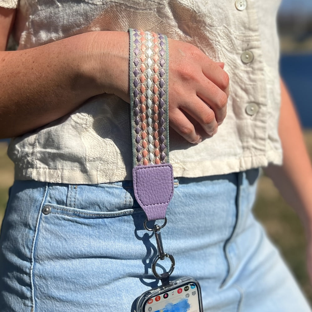 Crossbody Phone Strap Wallet Pouch with Beaded Charm Detachable Wrist with the Listed Color, Size or Set Options for Everyday Carry