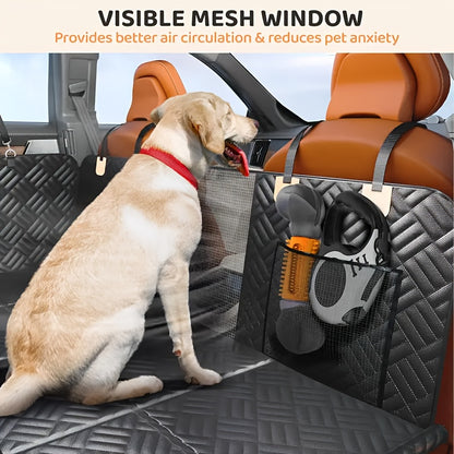 Dog Back Seat Extender with Hard Bottom – Heavy Duty Car Seat Cover for Dogs Supports 400 lbs, Waterproof Backseat Hammock Bed for SUVs