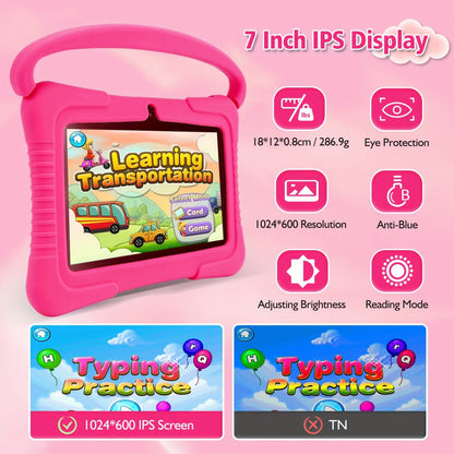 Veidoo 7 Inch Kids Tablet with Drop-Proof Silicone Cover – Eye Protection Screen, WiFi, 2GB RAM 16GB/32GB ROM, Dual Camera