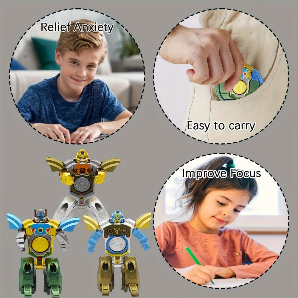 Deformation Robot Fingertip Gyro Fidget Spinner, Creative Finger Gyroscope Toy for Kids & Adults