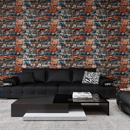 3D Brick Foam Wallpaper Self Adhesive Peel and Stick Wall Panels PVC Rustic Brick Pattern, for Entryways, Bedrooms and Living Spaces