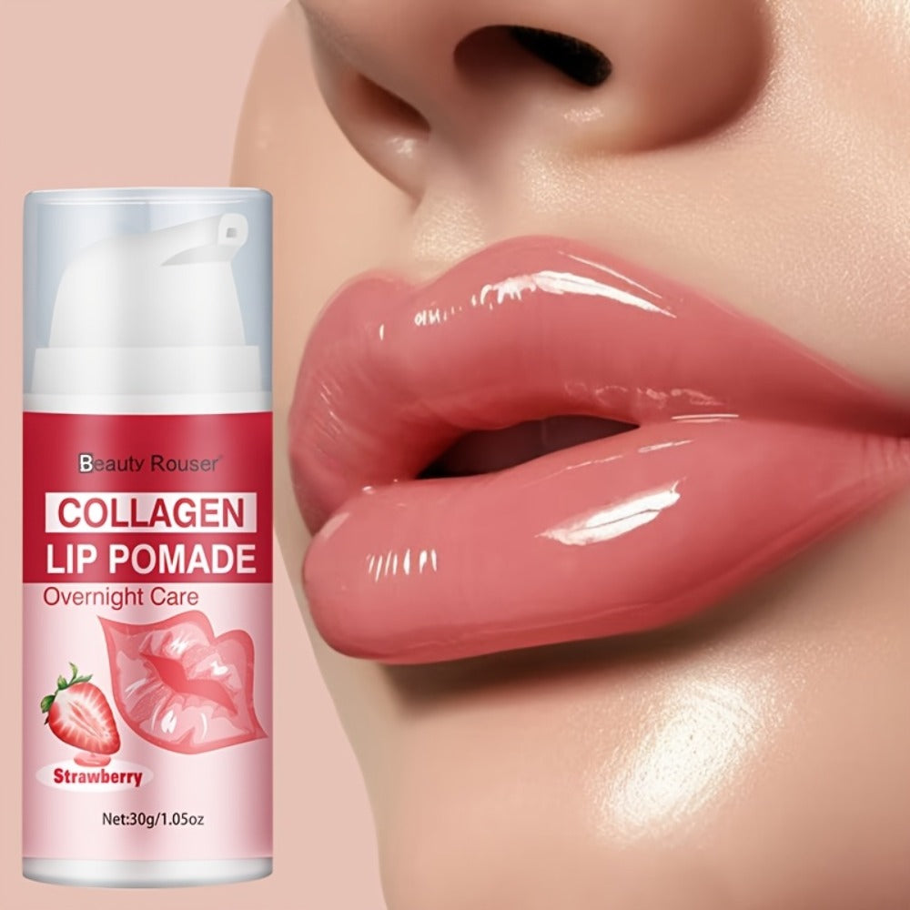 Lip Pomade Collagen 30g Moisturizing Plumping Lip Essence – Deep Hydration Day & Night Lip Care Nourishes Repairs Dry Chapped Lips