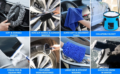 Car Cleaning Kit in 19 or 41-Piece Options with Brushes, Towels, Bucket and Selected Vacuum Tools