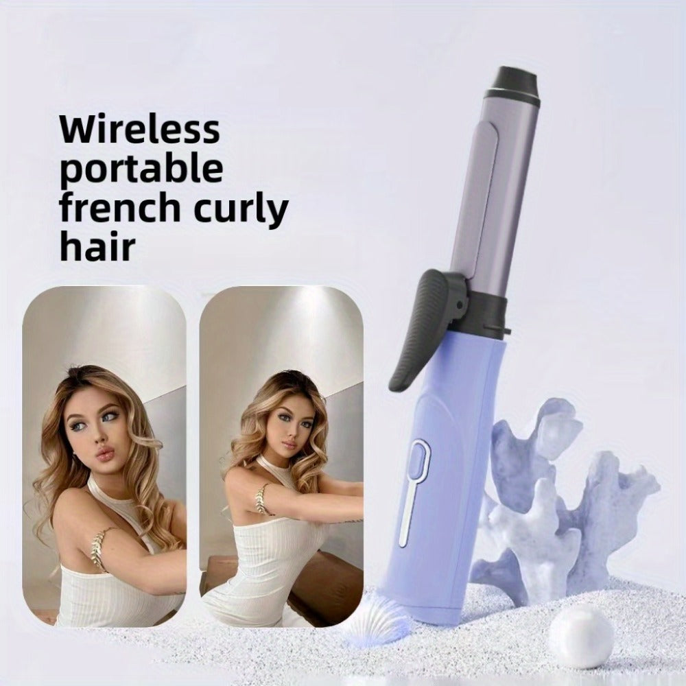Cordless Mini Curling Iron Wireless Rechargeable Portable Hair Curler, Ceramic Barrel for Airy Bangs