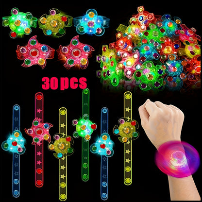 Light Up Fidget Spinner Bracelets Bulk 30 Pack with the Listed Color, Size or Set Options for Everyday Carry