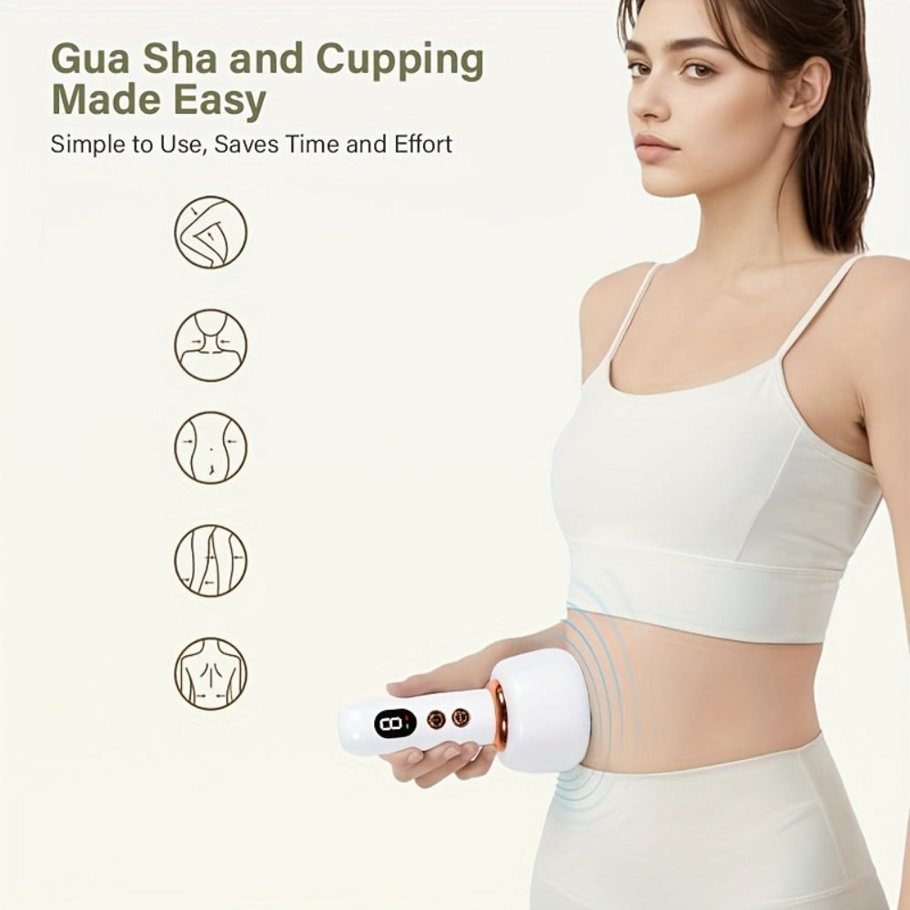 Vacuum Cupping Massager USB Rechargeable Scraping Massage Device Intelligent Suction Cup with 1200mAh Battery for Home or Salon Spa Use