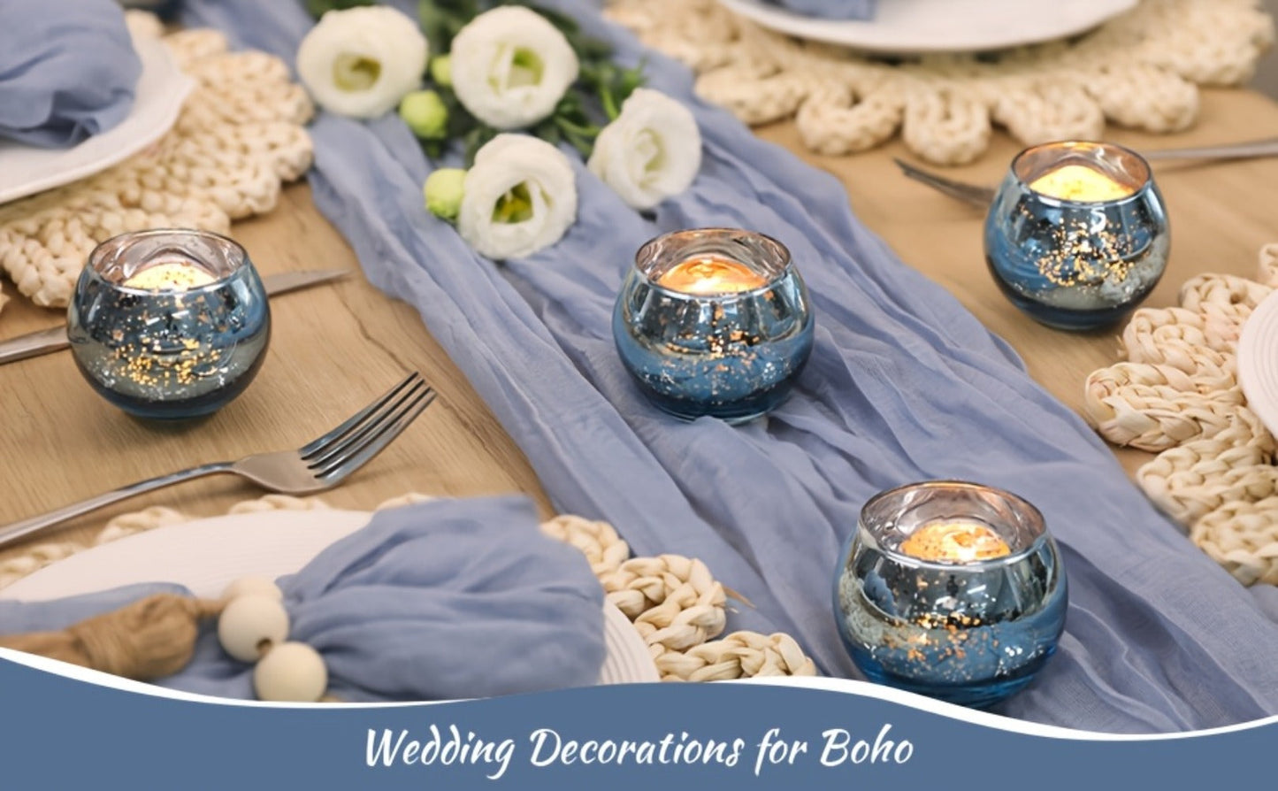 Round Glass Votive Candle Holder Sets in Gold, Pink, Silver or Green with 6-, 12- or 24-Piece Options