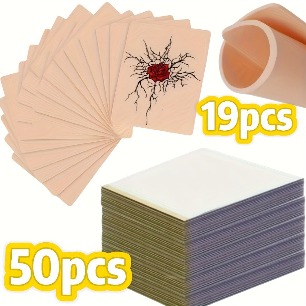 Tattoo Practice Skin Double-Sided Silicone Fake Skin – A4 Tattoo Transfer Paper Kit, Thermal Stencil Paper for Beginners & Artists