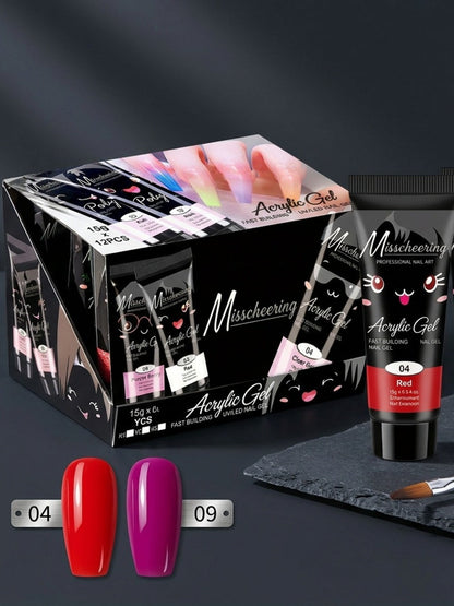 Poly Gel Nail Extension Kit 12pcs 3D Modeling Sculpting Gel – Semi-Permanent Resin Strengthener, Transparent Color Gel