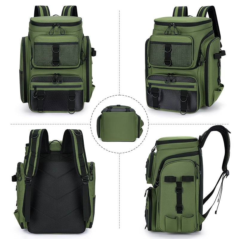 Fishing Backpack with Rod Holder 45L – Large Capacity Outdoor Tackle Bag, Waterproof Travel Shoulder Pack for Fishing Camping Hiking