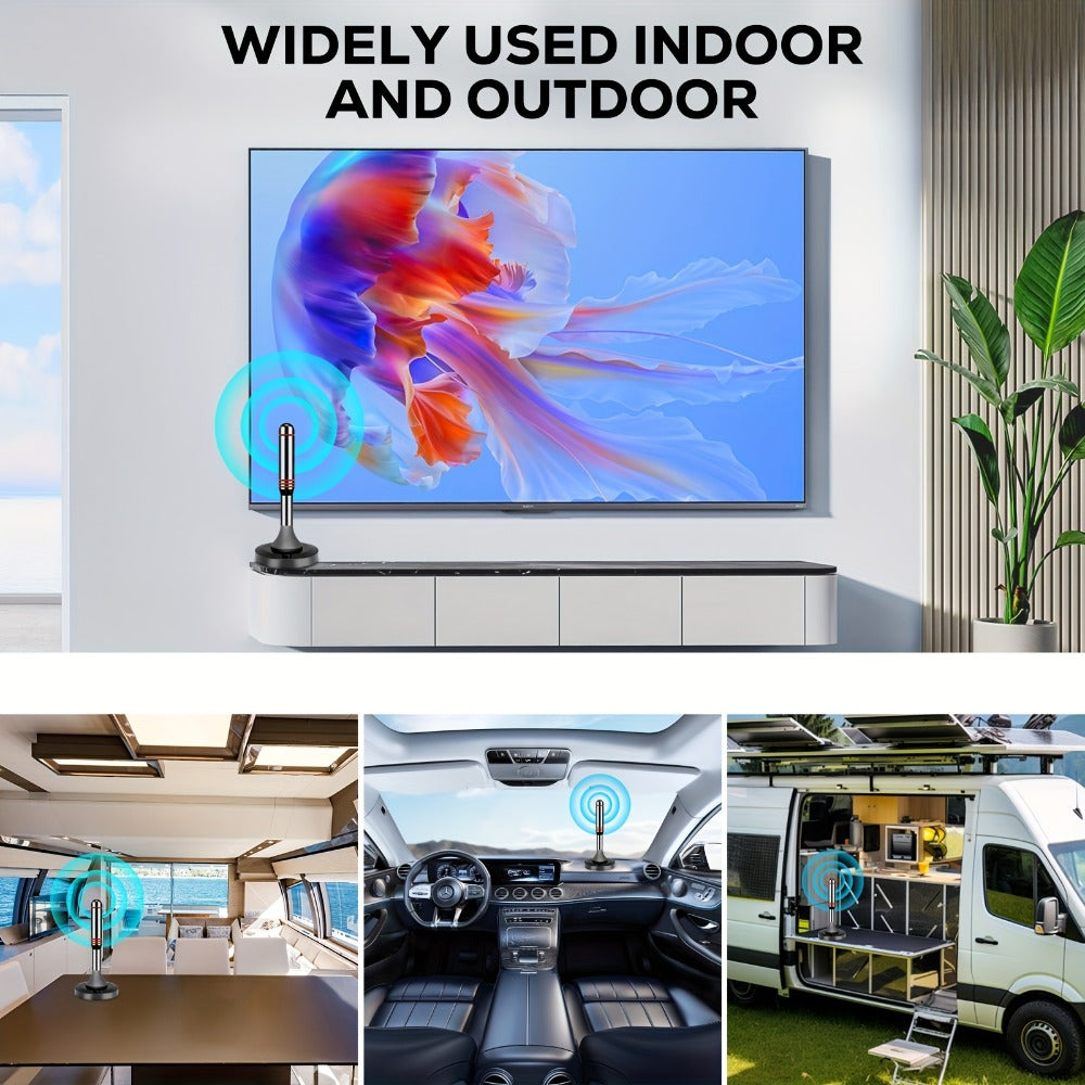 Amplified Indoor HDTV Antenna with Signal Booster & Removable Amplifier – 4K 1080p 360° Reception, Free Local Channels ABC CBS NBC FOX