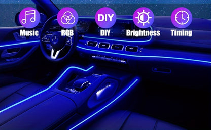 Car Interior Fiber-Style Ambient Light Kit with 5-in-1 Remote or 196.85-Inch App-Control Checkout Options