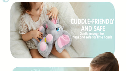 Plush Musical Elephant Baby Toy with Music & Lights, Stuffed Animal Sensory Toy for Infants 6+ Months