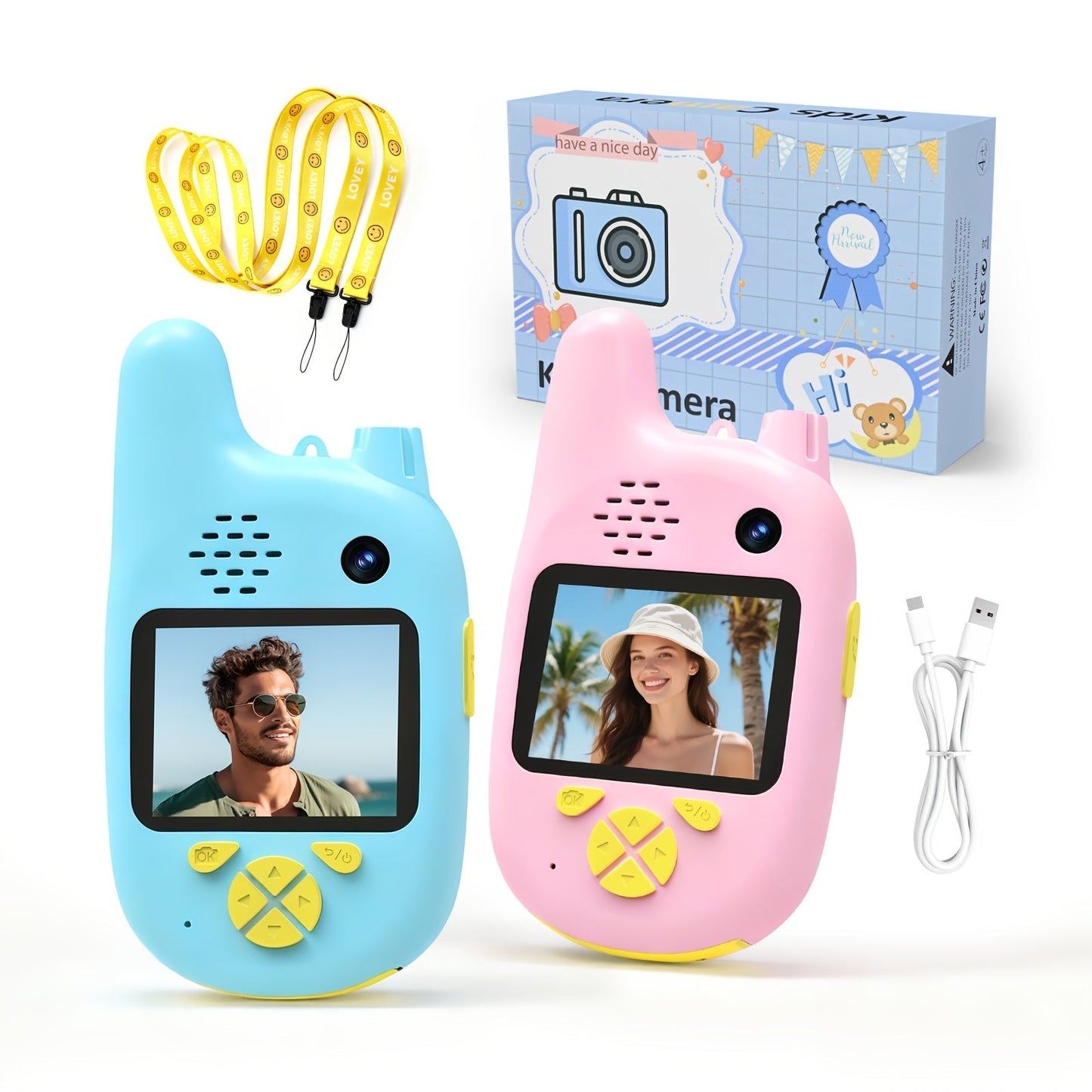 Kids Video Walkie Talkies 2 Pack with Video Call, Voice Changer & Dual Camera, Long Range Outdoor Toy